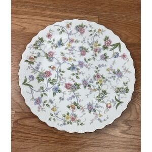 Andrea by Sadek Cake Plate Platter Corona Floral Scalloped Edge Gold Trim 10.5"